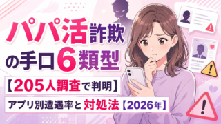 パパ活詐欺の手口6類型【205人調査で判明】アプリ別遭遇率と対処法【2026年】