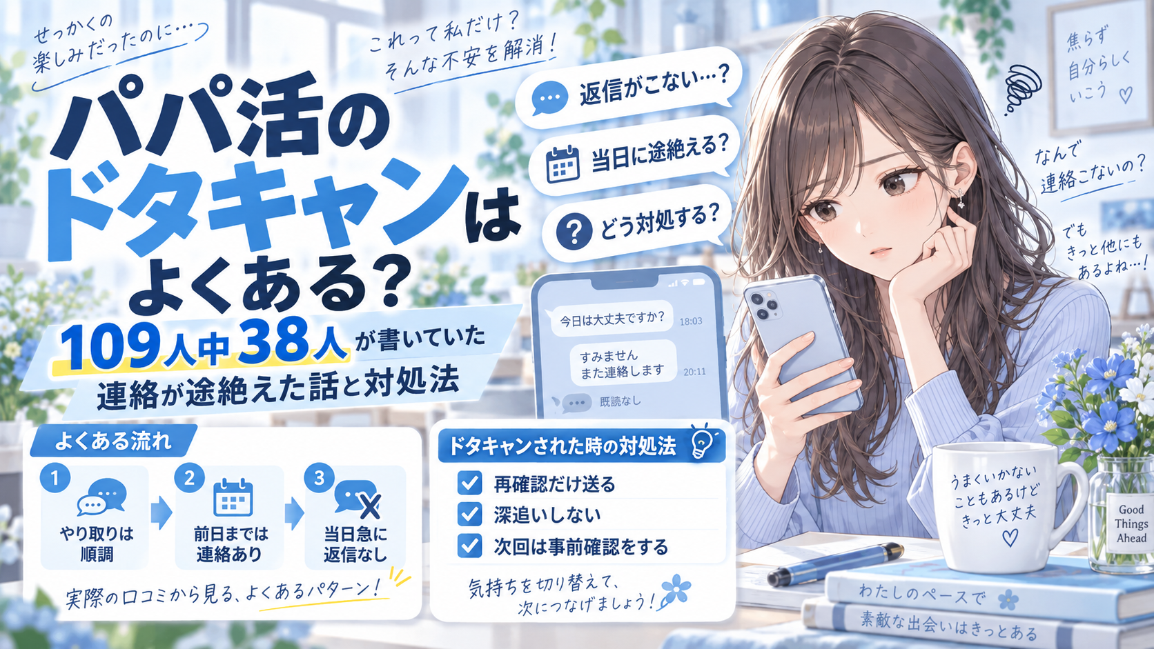 パパ活のドタキャンはよくある？109人中38人が書いていた連絡が途絶えた話と対処法