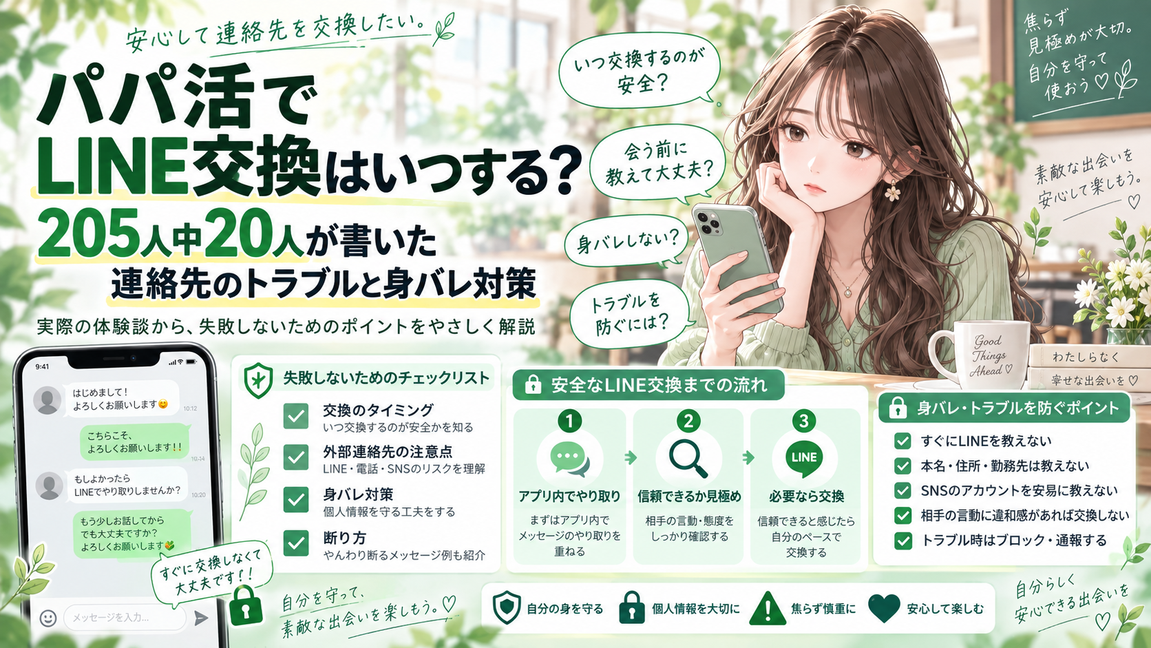 パパ活でLINE交換はいつする？205人中20人が書いた連絡先のトラブルと身バレ対策
