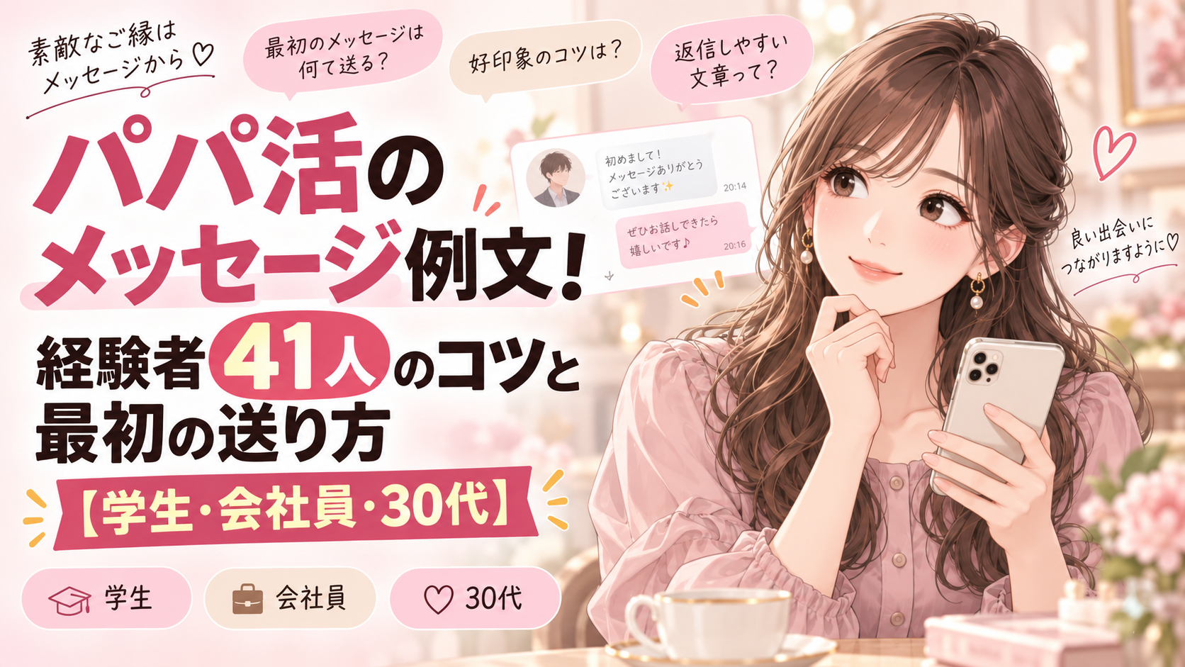 パパ活のメッセージ例文！経験者41人のコツと最初の送り方【学生・会社員・30代】