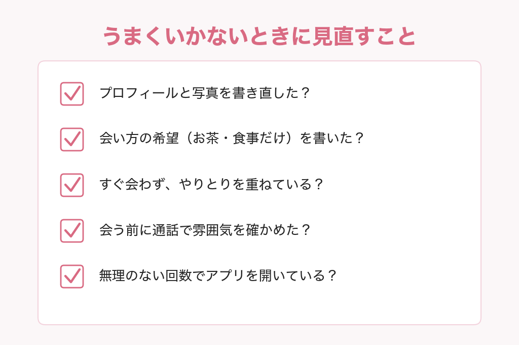 パパ活がうまくいかないときに見直すことのチェックリスト