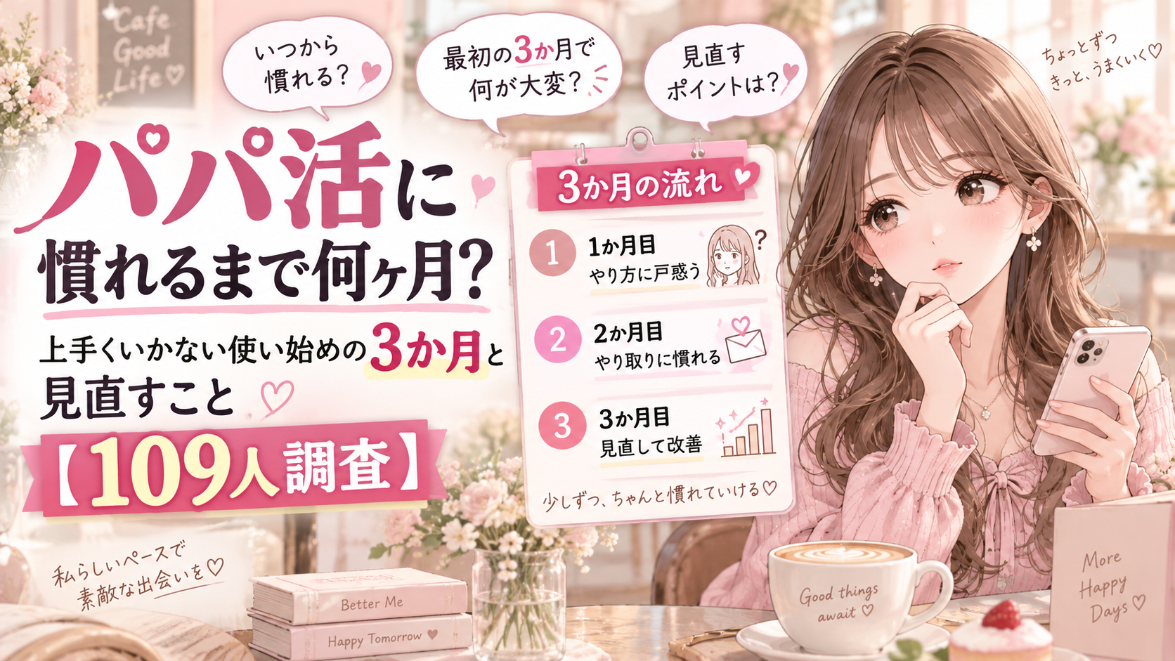 パパ活に慣れるまで何ヶ月？上手くいかない使い始めの3か月と見直すこと【109人調査】
