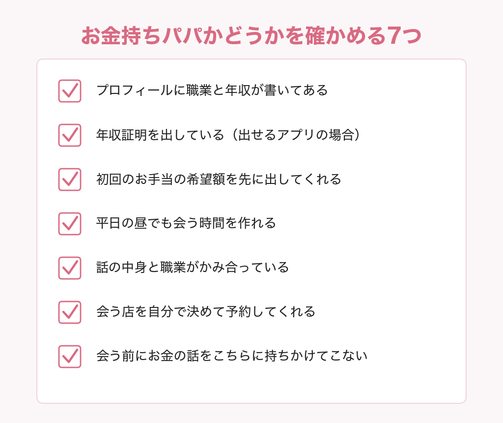 お金持ちパパかどうかを確かめる7つのチェックリスト