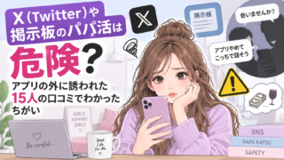 X（Twitter）や掲示板のパパ活は危険？アプリの外に誘われた15人の口コミでわかった違い