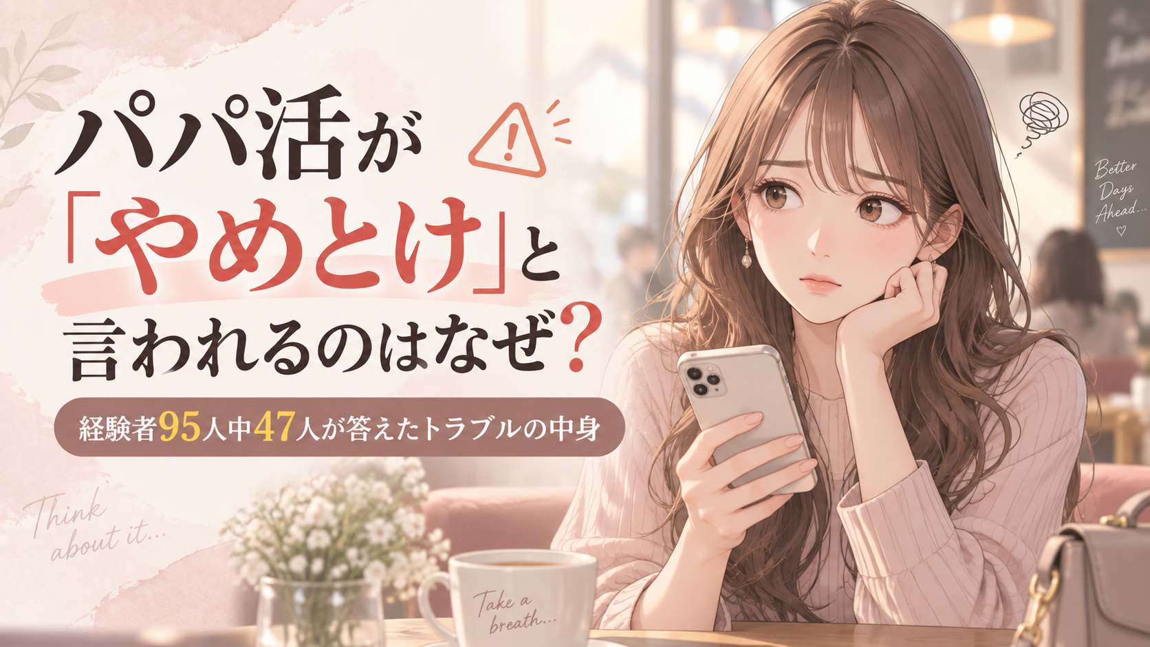 パパ活が「やめとけ」と言われるのはなぜ？経験者95人中47人が答えたトラブルの中身