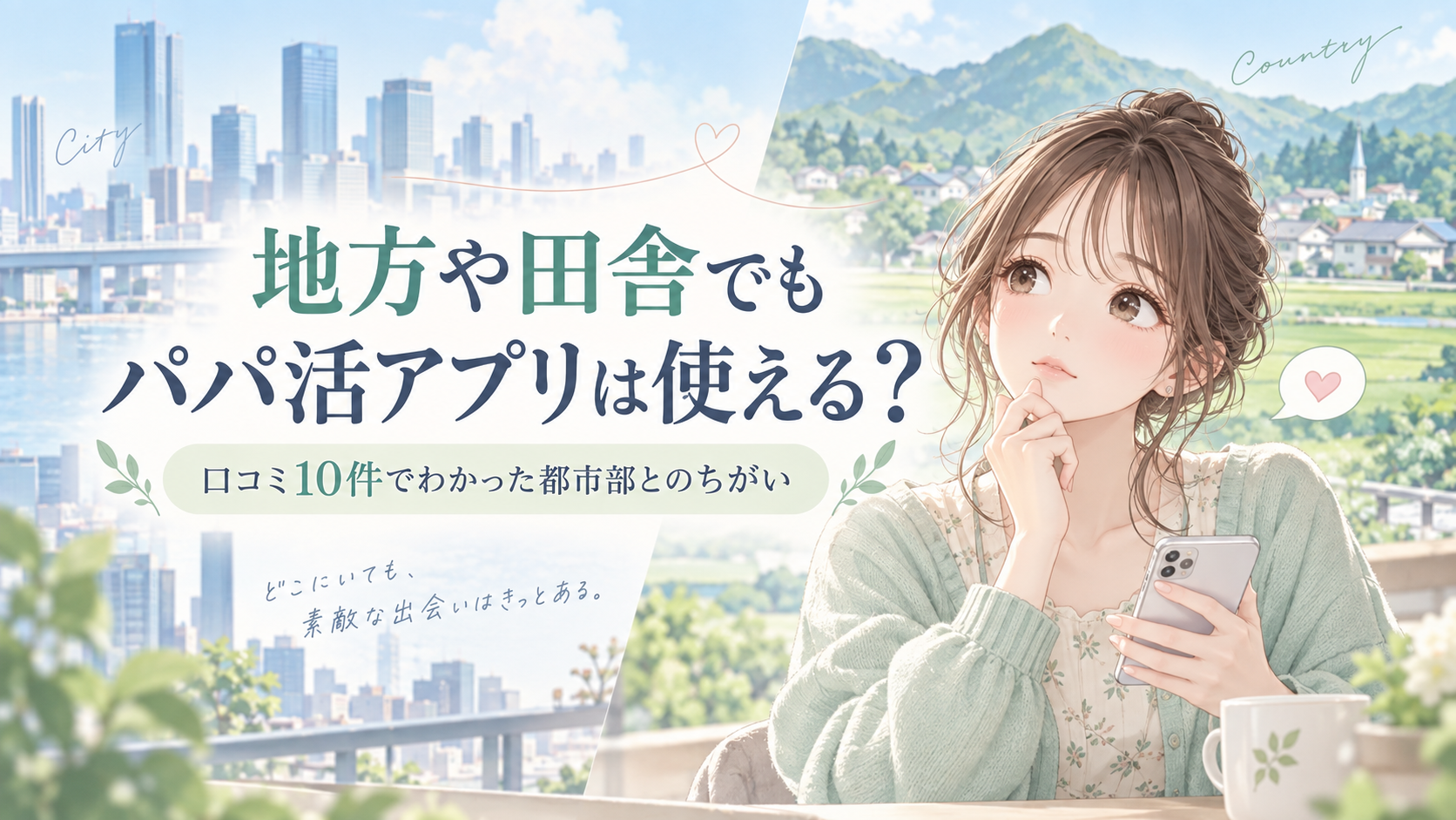 地方や田舎でもパパ活アプリは使える？口コミ10件でわかった都市部とのちがい