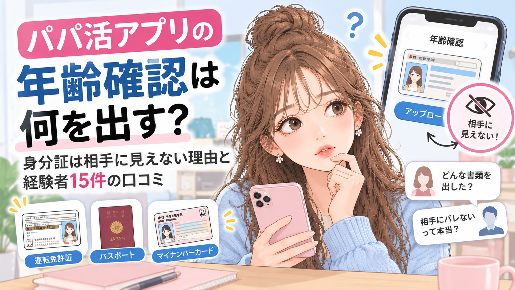 パパ活アプリの年齢確認は何を出す？身分証は相手に見えない理由と経験者15件の口コミ