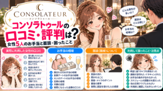 コンソラトゥールの口コミ・評判は?女性5人のお手当と面談・困ったこと