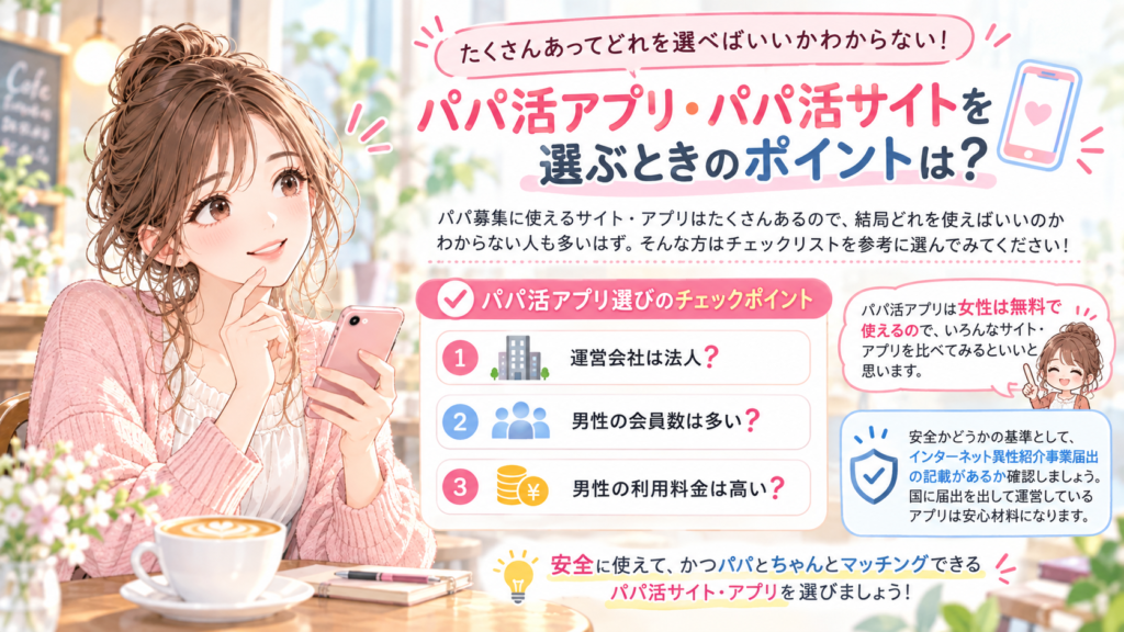 パパ活アプリの選び方を考える女性の画像