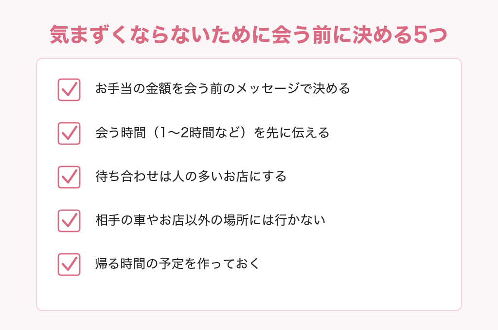 パパ活で気まずくならないために会う前に決める5つのチェックリスト