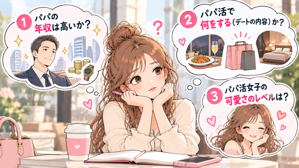 どんな条件でパパ活をするか考える女性の画像