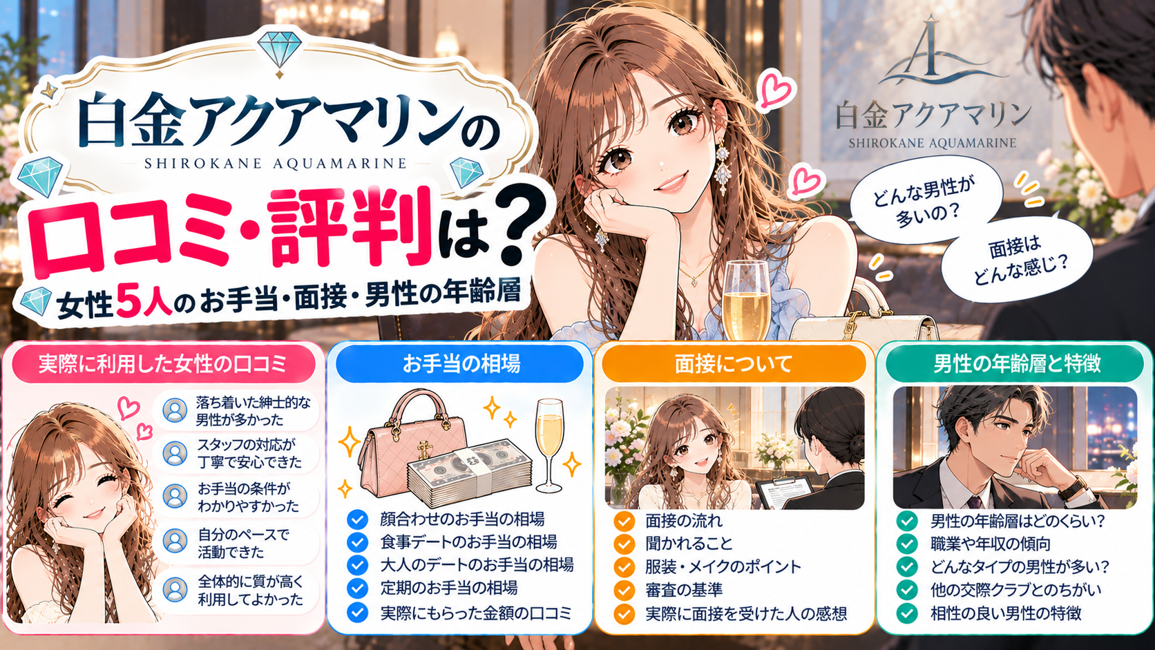白金アクアマリンの口コミ・評判は？女性5人のお手当・面接・男性の年齢層【2026年】