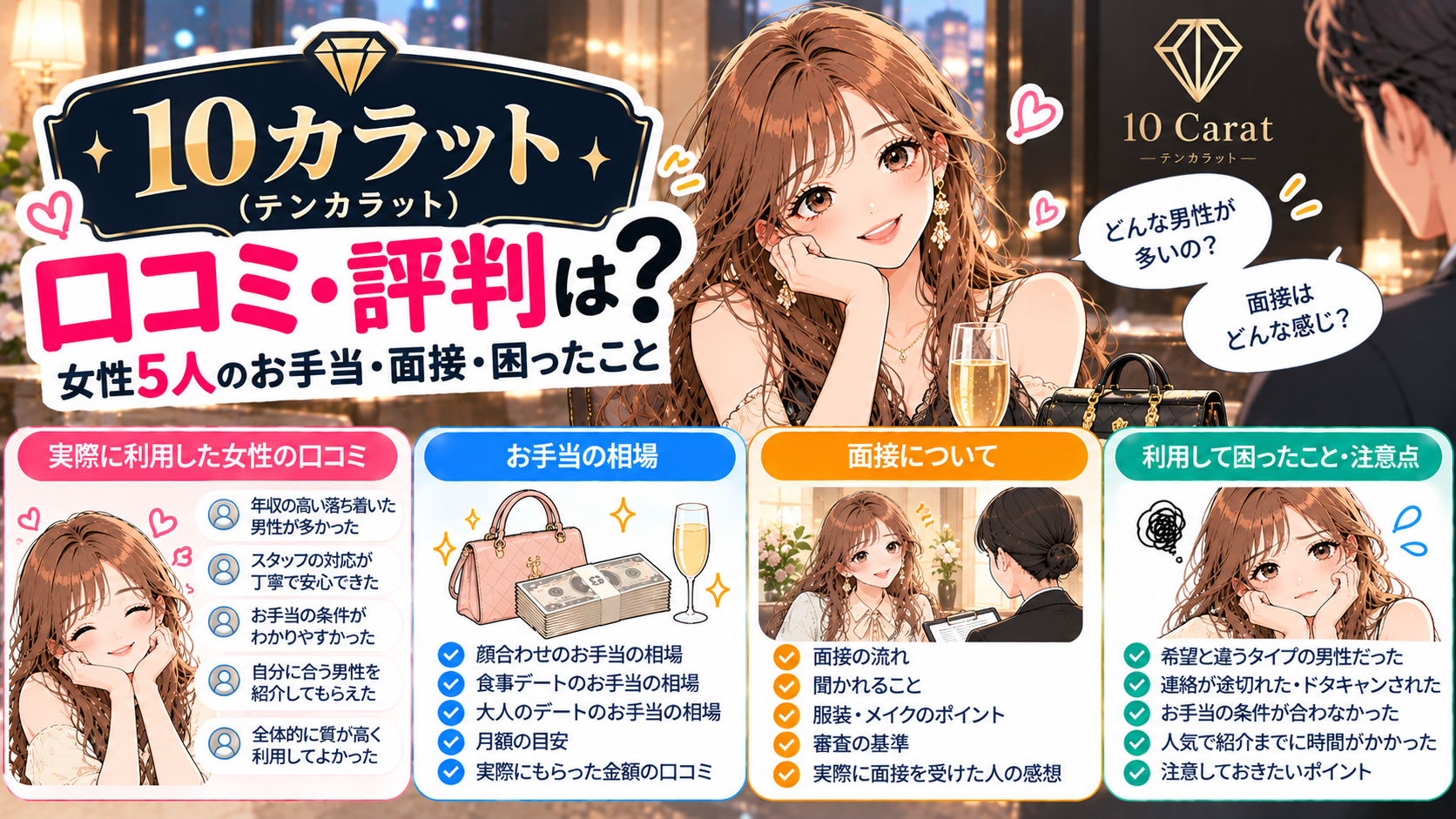 10カラット(テンカラット)の口コミ・評判は？女性5人のお手当・面接・困ったこと【2026年】